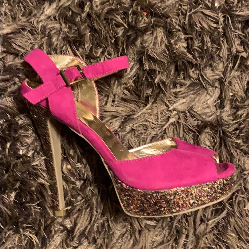 Forever 21 magenta heels with colored glitter